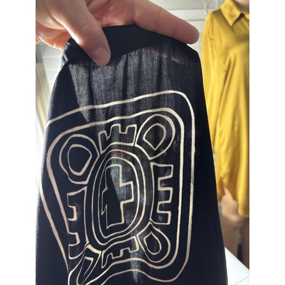 Ashro Skirt Women Black Tribal Midi A-Line Drawstring Rayon Mid Rise XL - Picture 12 of 14